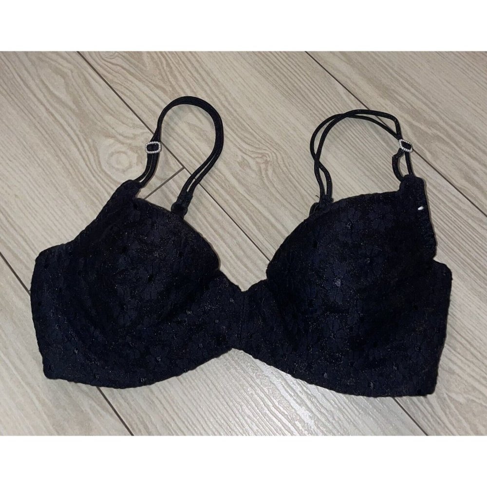 Vintage Maidenform French Demi 9197 Soft Cup Underwire Floral Womens 34C Black - Picture 2 of 6